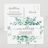 Elegante Waterverf Eucalyptus Bewegende Aankondigi Briefkaart (Voorkant / Achterkant)