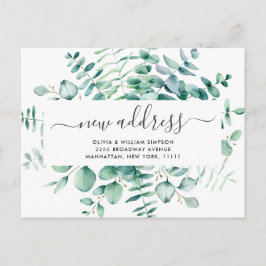 Elegante Waterverf Eucalyptus Bewegende Aankondigi Briefkaart
