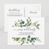 Elegante Waterverf Eucalyptus Bewegende Aankondigi Briefkaart (Voorkant / Achterkant)
