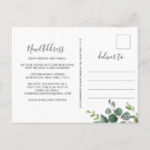 Elegante Waterverf Eucalyptus Bewegende Aankondigi Briefkaart (Achterkant)