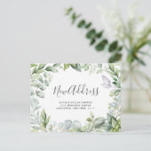 Elegante Waterverf Eucalyptus Bewegende Aankondigi Briefkaart (Staand voorkant)