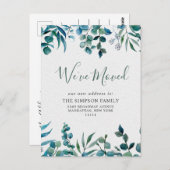 Elegante Waterverf Eucalyptus Bewegende Aankondigi Briefkaart (Voorkant / Achterkant)