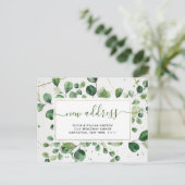 Elegante Waterverf Eucalyptus Bewegende Aankondigi Briefkaart (Staand voorkant)