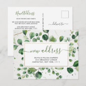Elegante Waterverf Eucalyptus Bewegende Aankondigi Briefkaart (Voorkant / Achterkant)