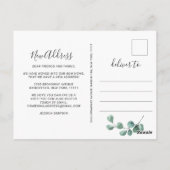 Elegante Waterverf Eucalyptus Bewegende Aankondigi Briefkaart (Achterkant)