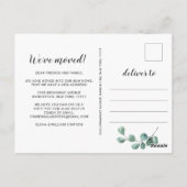 Elegante Waterverf Eucalyptus Bewegende Aankondigi Briefkaart (Achterkant)