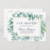 Elegante Waterverf Eucalyptus Bewegende Aankondigi Briefkaart (Voorkant / Achterkant)