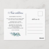 Elegante Waterverf Eucalyptus Bewegende Aankondigi Briefkaart (Achterkant)