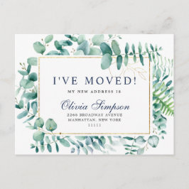 Elegante Waterverf Eucalyptus Bewegende Aankondigi Briefkaart