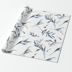 Elegante Waterverf Eucalyptus bladeren en bessen Cadeaupapier