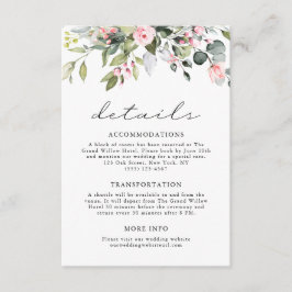 Elegante Waterverf Eucalyptus Bloemige Bruiloft Informatiekaartje