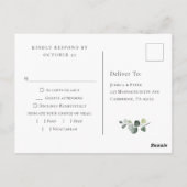 Elegante Waterverf Eucalyptus Boho Wedding RSVP Briefkaart (Achterkant)