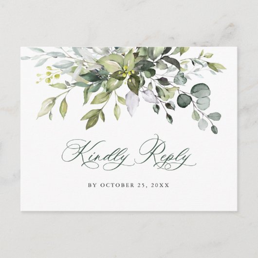 Elegante Waterverf Eucalyptus Boho Wedding RSVP Briefkaart (Voorkant)