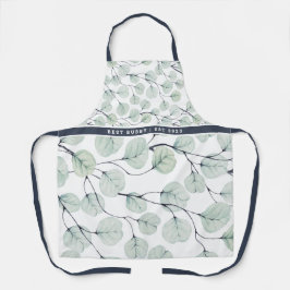 Elegante Waterverf eucalyptus botanisch monogram Schort