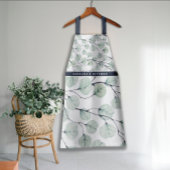 Elegante Waterverf eucalyptus botanisch monogram Schort