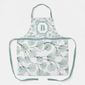 Elegante Waterverf eucalyptus botanisch monogram Schort (Voorkant)