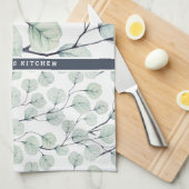 Elegante Waterverf eucalyptus botanisch monogram Theedoek (Quarter Fold)