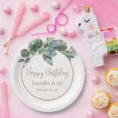 Elegante waterverf eucalyptus botanische verjaarda papieren bordje (Feest)