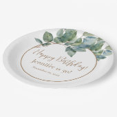 Elegante waterverf eucalyptus botanische verjaarda papieren bordje (Gekanteld)