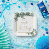 Elegante waterverf eucalyptus botanische verjaarda papieren bordje (Feest)