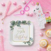 Elegante waterverf eucalyptus botanische verjaarda papieren bordje (Feest)