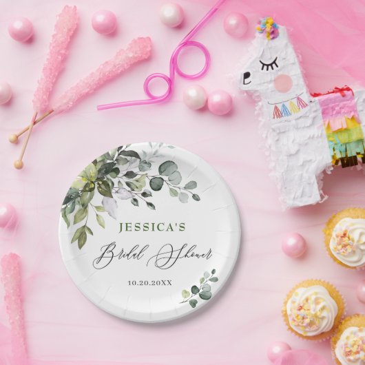 Elegante waterverf Eucalyptus bruidsfeest papier Papieren Bordje (Feest)