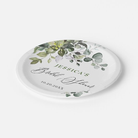 Elegante waterverf Eucalyptus bruidsfeest papier Papieren Bordje (Gekanteld)