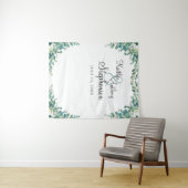 Elegante Waterverf Eucalyptus Bruiloft Foto Booth Wandkleed (In Situ (horizontaal))