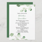 Elegante waterverf eucalyptus bruiloft kaart (Voorkant / Achterkant)