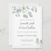 Elegante waterverf Eucalyptus bruiloft Kaart (Voorkant)