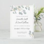 Elegante waterverf Eucalyptus bruiloft Kaart (Staand voorkant)