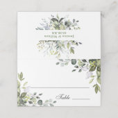 Elegante Waterverf Eucalyptus Bruiloft Tafelkaart Plaatskaartje (Buitenkant ongevouwen)