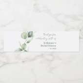 Elegante Waterverf Eucalyptus Bruiloftsborrel Aang Waterfles Etiket (Enkel label)