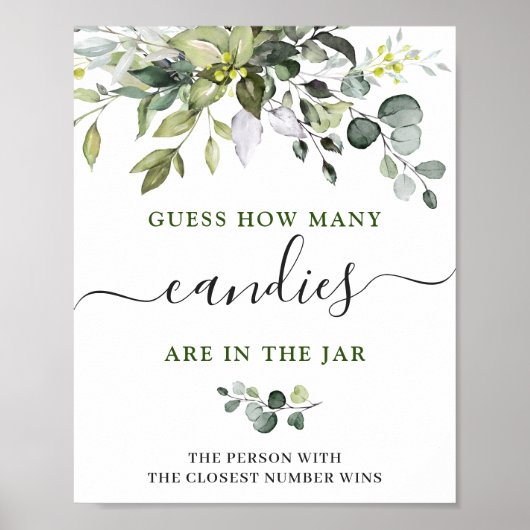 Elegante Waterverf Eucalyptus Bruiloftsborrel Post Poster (Voorkant)