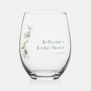 Elegante waterverf Eucalyptus Bruiloftsborrel Wijnglas Zonder Voet