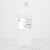 Elegante Waterverf Eucalyptus Bruiloftsdouche Cust Waterfles Etiket (Voorkant)