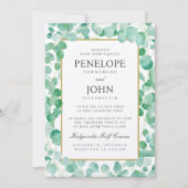 Elegante Waterverf Eucalyptus Destination Wedding Kaart (Voorkant)