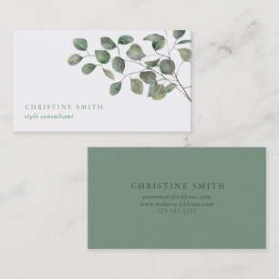 Elegante waterverf Eucalyptus Eenvoudig groen Visitekaartje