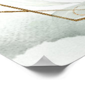 Elegante waterverf eucalyptus en witte rozen goud poster (Hoek)