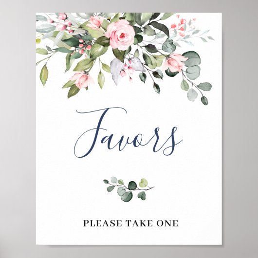 Elegante Waterverf Eucalyptus Favor Huwelijk Bord Poster (Voorkant)