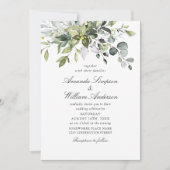 Elegante Waterverf Eucalyptus foto QR bruiloft Kaart (Voorkant)