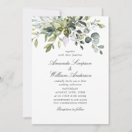 Elegante Waterverf Eucalyptus foto QR bruiloft Kaart