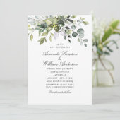 Elegante Waterverf Eucalyptus foto QR bruiloft Kaart (Staand voorkant)