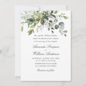 Elegante Waterverf Eucalyptus Foto QR Bruiloft Kaart (Voorkant)