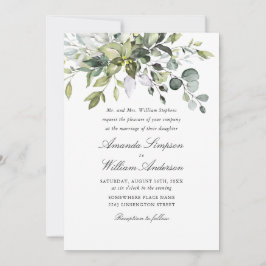 Elegante Waterverf Eucalyptus Foto QR Bruiloft Kaart