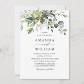 Elegante Waterverf Eucalyptus foto QR bruiloft Kaart (Voorkant)