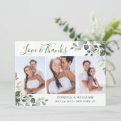 Elegante Waterverf Eucalyptus Greenery 3 FOTO Bedankkaart (Staand voorkant)