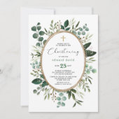 Elegante Waterverf Eucalyptus Greenery Christening Kaart (Voorkant)