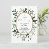 Elegante Waterverf Eucalyptus Greenery Christening Kaart (Staand voorkant)