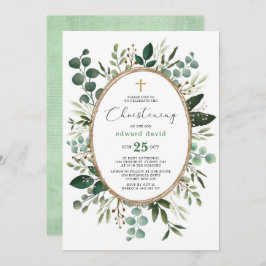 Elegante Waterverf Eucalyptus Greenery Christening Kaart